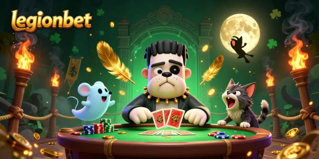 Experience thrilling gaming at legionbet with unique characters in a vibrant casino scene.