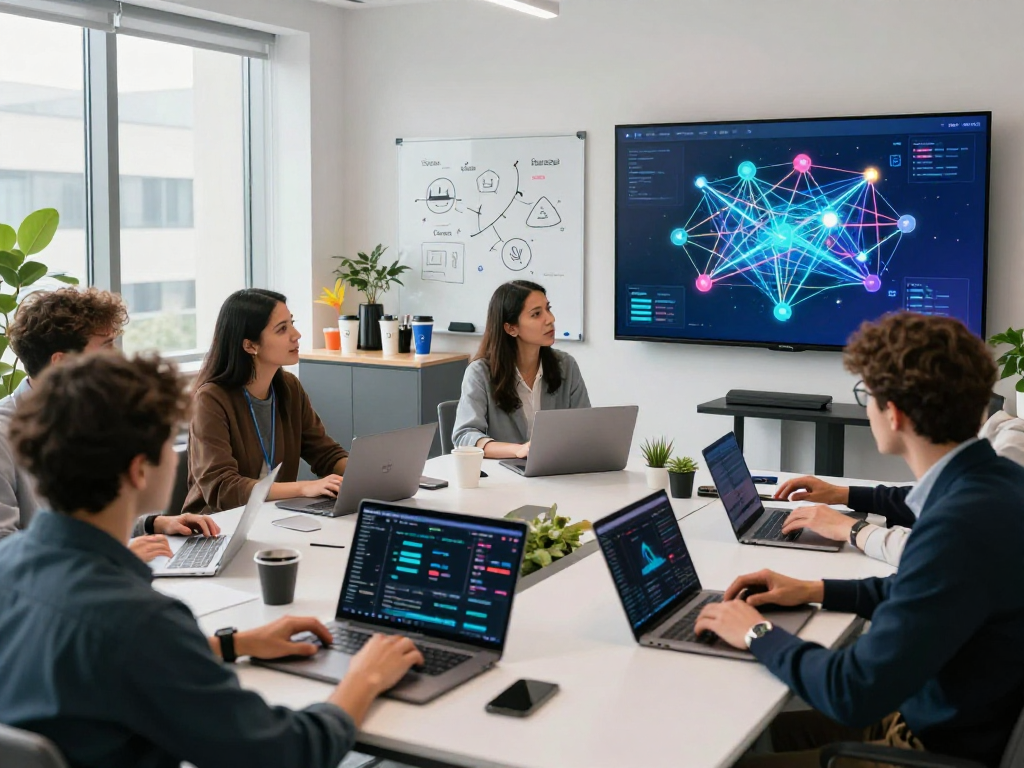 Team collaborating on Tornado Cash privacy solutions in a modern office, showcasing the innovative crypto workspace.