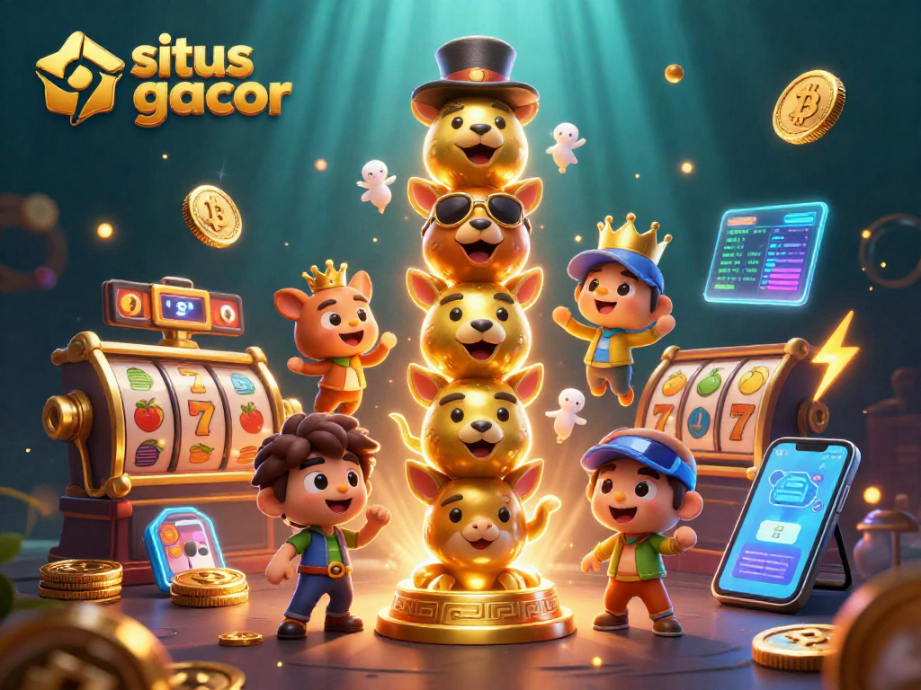 Join the excitement at situs slot gacor and experience vibrant gaming energy in this illustrated scene.