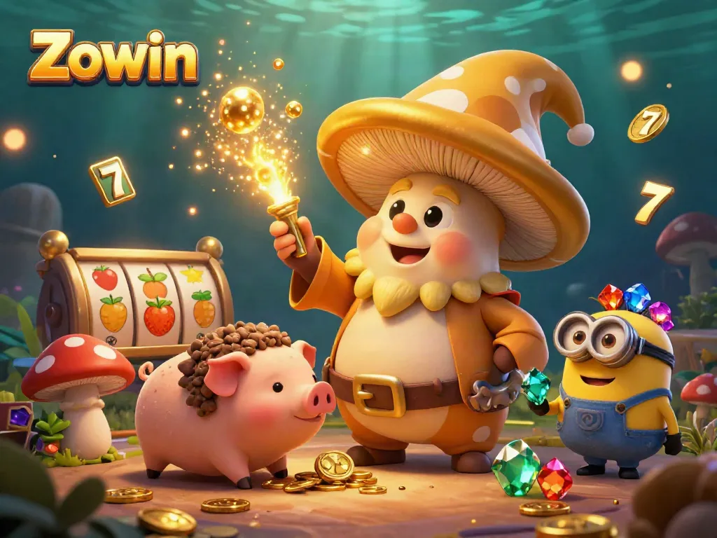 Zowin transforms gameplay with enchanting golden wizarding magic amidst vibrant casino elements.