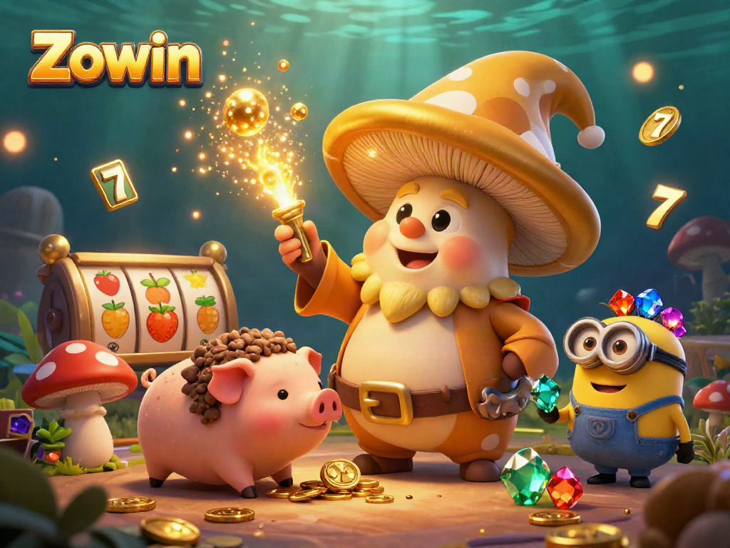Zowin transforms gameplay with enchanting golden wizarding magic amidst vibrant casino elements.