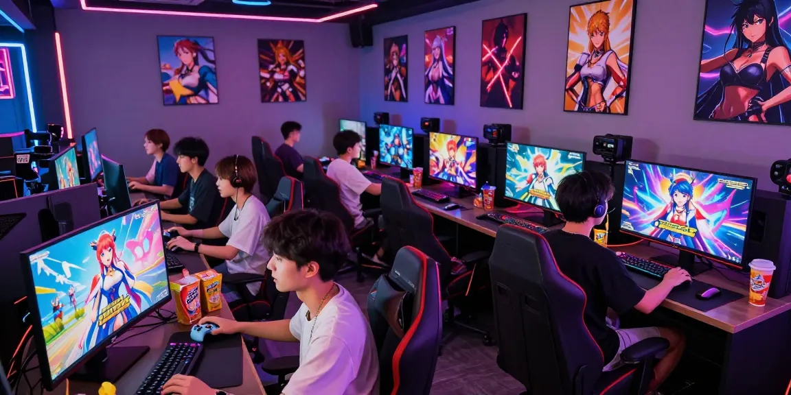 Engaging scene of players enjoying their favorite hentai games in a vibrant gaming lounge.
