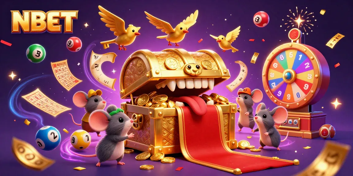Experience winning excitement with NBET lottery-themed illustration showcasing dynamic gambling elements.