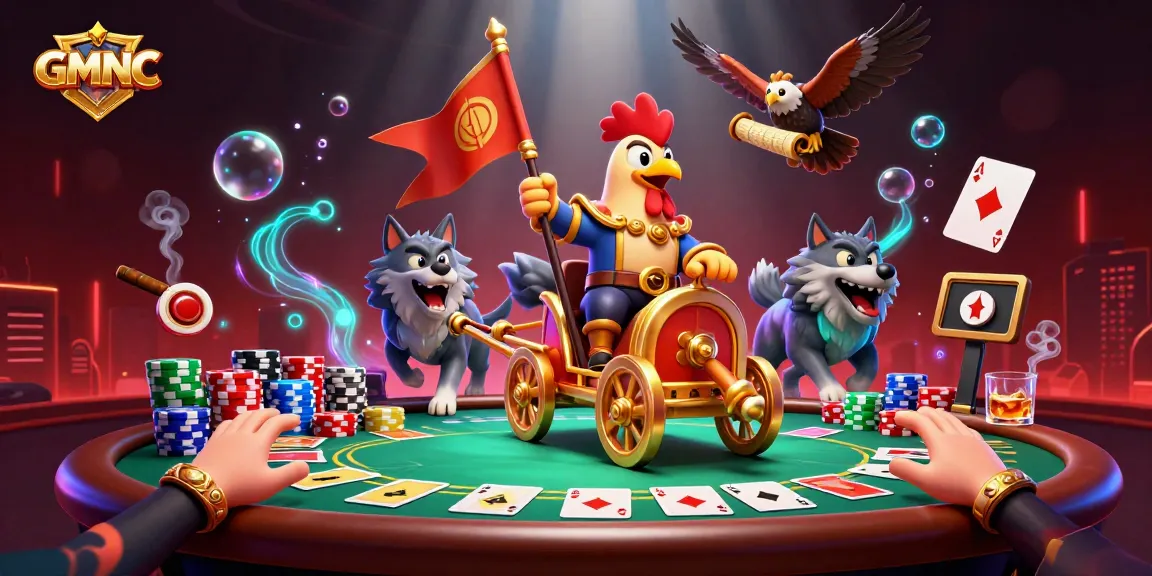 Engage with GMNC's vibrant casino scene featuring poker elements and rich visuals.