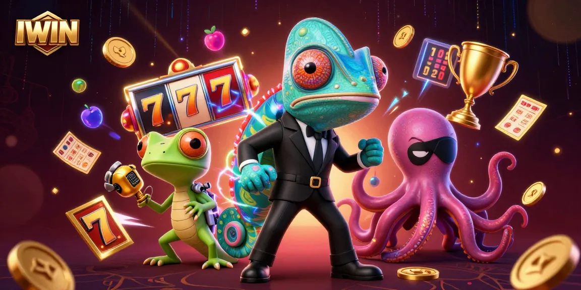 Experience the thrill of slots with IWIN's dynamic 3D characters and vibrant casino elements.