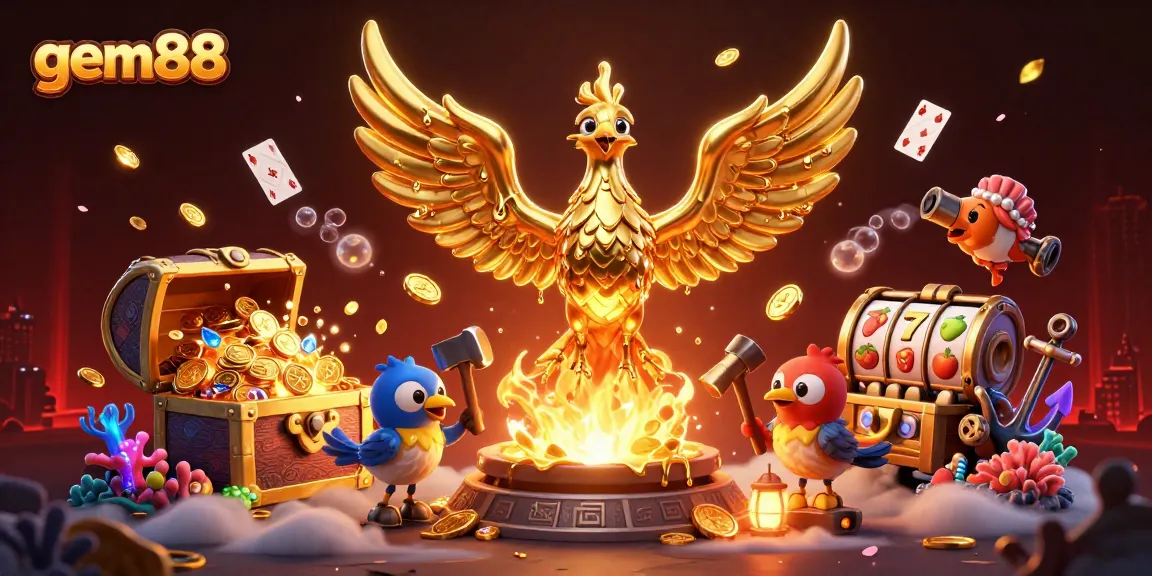 Experience gem88 like never before with a vibrant 3D casino scene featuring unique game elements.